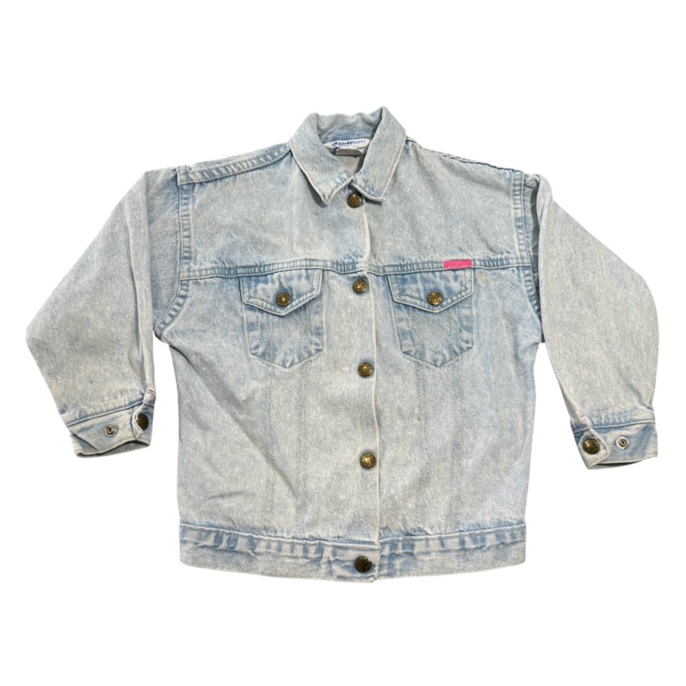 Oshkosh VINTAGE Denim Jean Jacket Youth Girl size 5 XS S Small Light Wash 90's